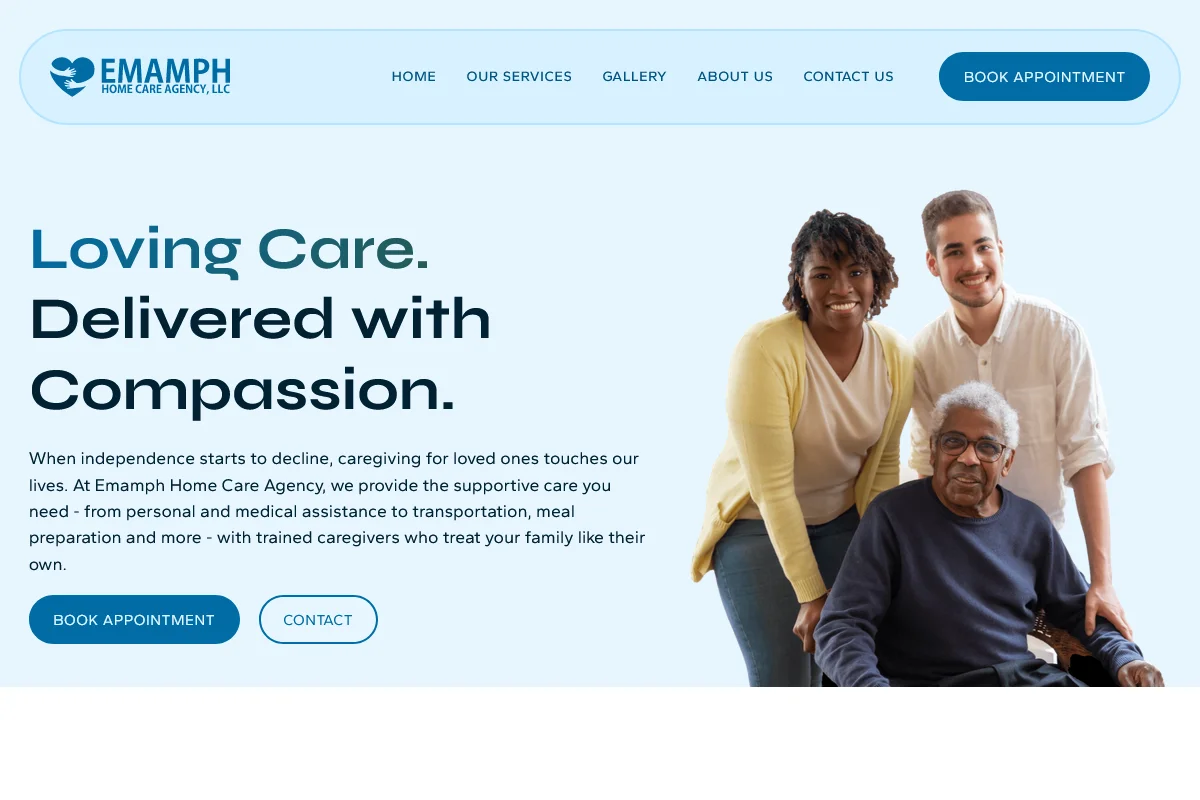 Emamph Home Care Agency Web Design Project Image