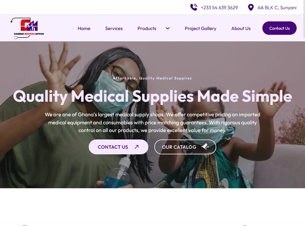 Gigmann Medical Supplies Web Design Project Image