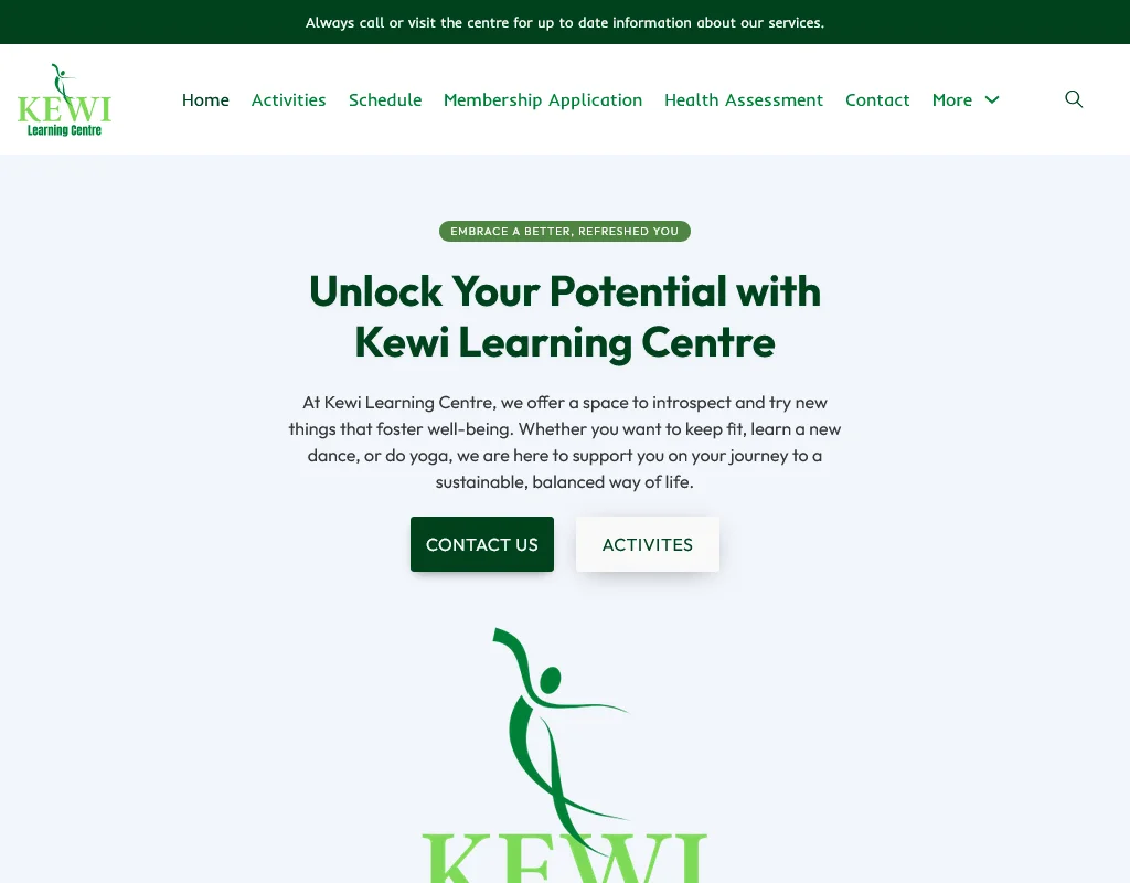 Kewi Learning Centre Web Design Project Image