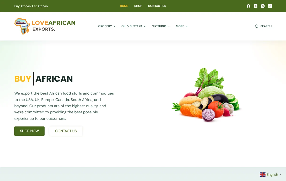 Love African Exports Web Design Project Image